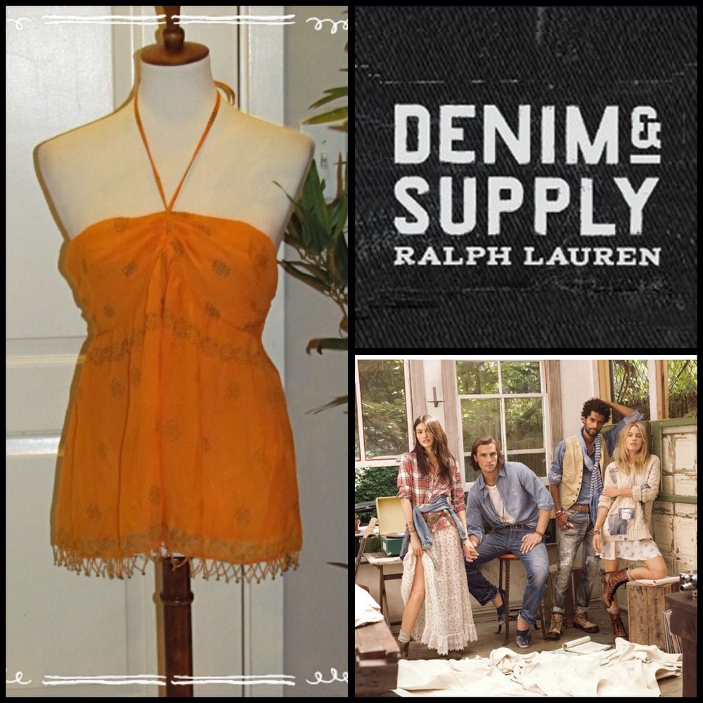 Denim & Supply Beaded Halter Boho Top #114